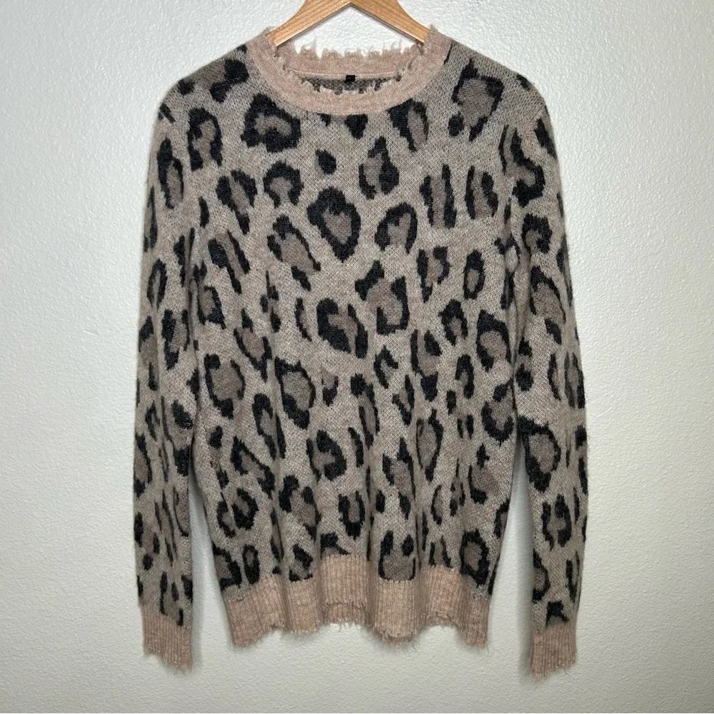 R13 Leopard Crewneck Sweater extra small